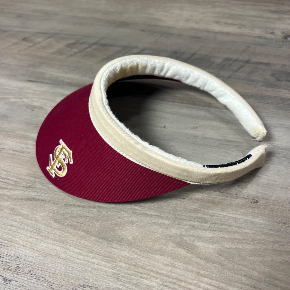 Vintage FSU Embroidered Red & Cream Visor Headband - Adjustable & Comfortable - Picture 5 of 5